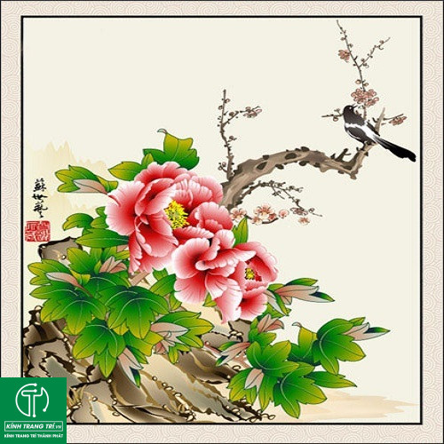 Tranh Kính Hoa Mẫu đơn