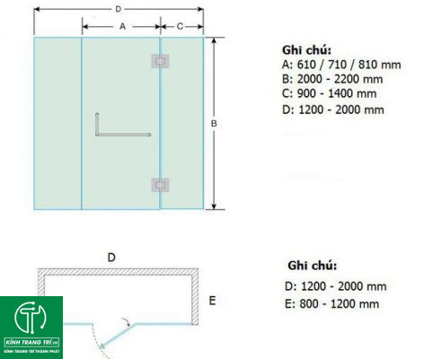 Cấu Tạo Phòng Tắm Kính Thẳng 180 độ