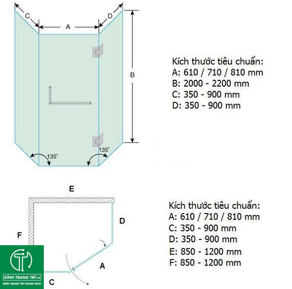 Cấu Tạo Phòng Tắm Kính Vát Góc 135 độ